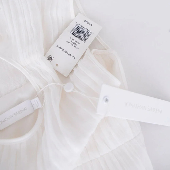 Jonathan Simkhai White Benton Tulle Plisse Midi Tulle Plisse Dress 4 - Picture 11 of 12